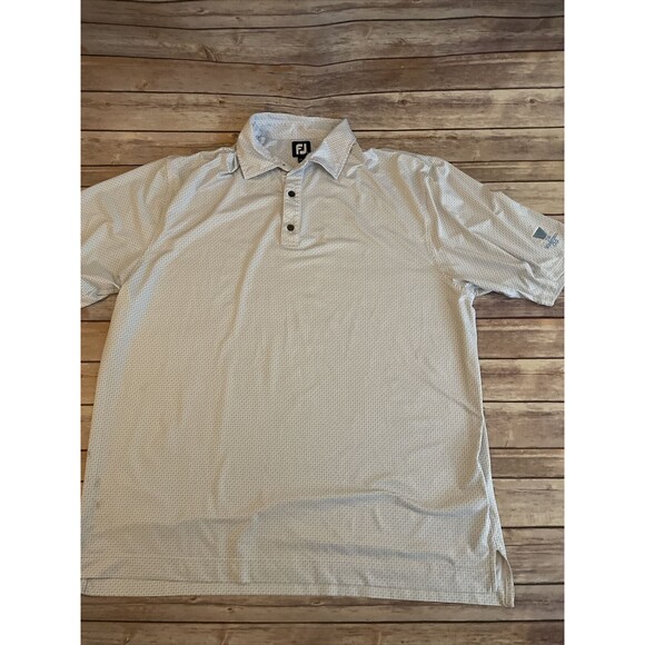 FootJoy FJ Golf Polo Men’s XXL White Blue mesh pattern Shirt 2XL Windermere Club - Picture 1 of 8
